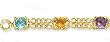 14K Yellow Gold Amethyst, Citrine and Blue Topaz Bracelet - 7.25 inches