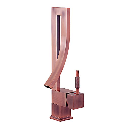 FREUER Storto Collection: Modern Bathroom Sink Faucet, Antique Copper