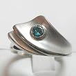 14K White Gold Blue Diamond Ring
