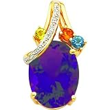 14K Gold Multi Gemstone Pendant