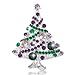 EVER FAITH Streamer Star Christmas Tree Brooch Pin Green w/Purple Austrian Crystal