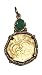 2 Escudo Pirate Treasure Gold Coin Emerald Pendant