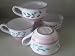 Pink Garland By Caleca Italian Hand Painted Tea Cup 4 Piece Set + BONUS 4 PC SAUCER SET