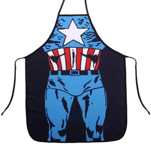Taobao Building Superman Hero Anime Cartoon Character Series Kitchen Apron Funny Personality Cooking Apron Gift (Captain America)