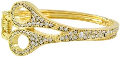 Rhinestone Scissor Shears Goldtone Hair Stylist Beautician Hinged Bangle Bracelet Size Small