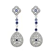 Drop Shield Cubic Zirconia Platinum Overlay CAREFREE Sterling Silver Dangle Earrings