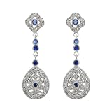 Drop Shield Cubic Zirconia Platinum Overlay CAREFREE Sterling Silver Dangle Earrings