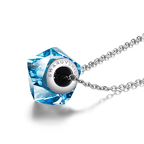 Qianse SWAROVSKI Engraved Pendant Necklace with Sterling Silver Chain, Made with SWAROVSKI Crystal