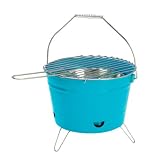 Grilleimer Eimer mit Rost zum Grillen - ideal für unterwegs *Wählen Sie aus 4 Farben*, Farbe:Blau