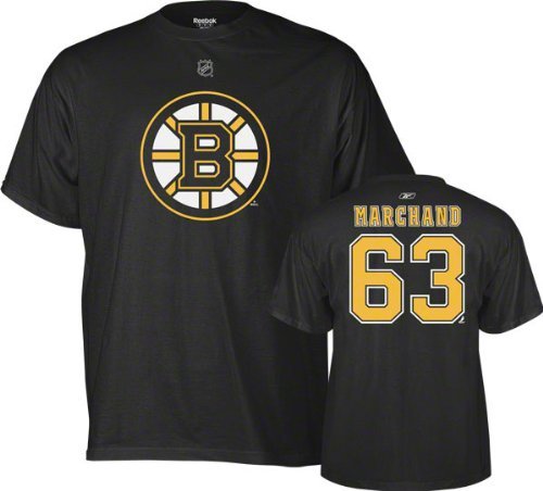 Reebok Boston Bruins Brad Marchand Player Name & Number T-Shirt Large On Sale