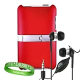 Red Custom Case with Durable Metal Kick Stand for Apple iPod Touch 3rd generation + iPod Touch 3rd Generation Earphones with Microphone + Live*Laugh*Love WristBand!!!