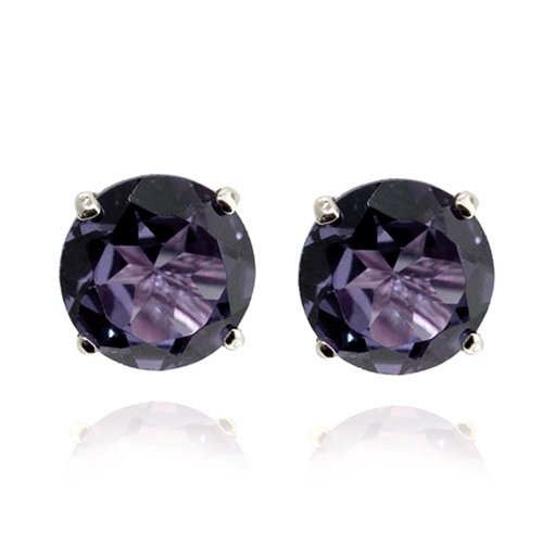 14k White Gold 6mm Iolite 4-Prong Stud Earrings