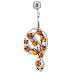 Clear Crystal Snake Skull Belly Button