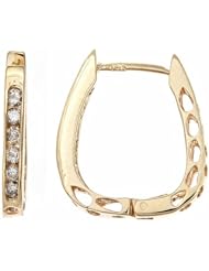 14k Yellow Gold Channel Diamond Huggie Hoop Earrings (1/3 Cttw, SI Clarity, H Color)