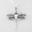 Detailed Dragonfly Pendant in Sterling Silver on a 16" Box Chain, #8730