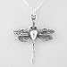 Detailed Dragonfly Pendant in Sterling Silver on a 16" Box Chain, #8730