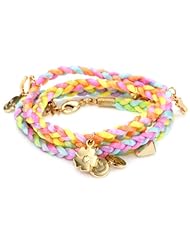 Ettika "Satin Cord" Pastel Braided Wrap Bracelet 10 Charms