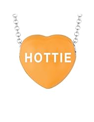 Sterling Silver 17mm Orange enamel Sweethearts HOTTIE Heart Pendant