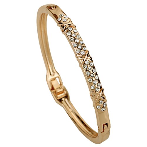 YAZILIND Jewelry Simple Design Rose Gold Plated Carve Diamante Crystal Charming Bangle Bracelet 2.2