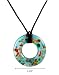 Necklace - N78 - Murano Glass Style - Round Donut with Flecks ~ Blue