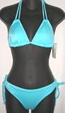 Juniors Bikini Swimsuit Triangle Top with Tie Side Bottom in 10 Colors