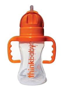 Thinkbaby Thinkster Straw Bottle, 9 Ounce, Natural/Orange
