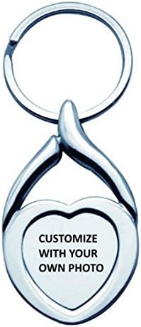 Silver Keychain - Personalized with Your Own Photo - Includes Gift Box - Stainless Silver Key Chain (Heart)