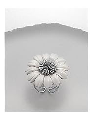 White Flower Leather Ring In White Base