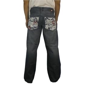 Ecko Unlimited Mens Washed Blue Baggy Fit Jeans