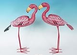 22 All Metal Pink Flamingo Lawn Ornament Pair
