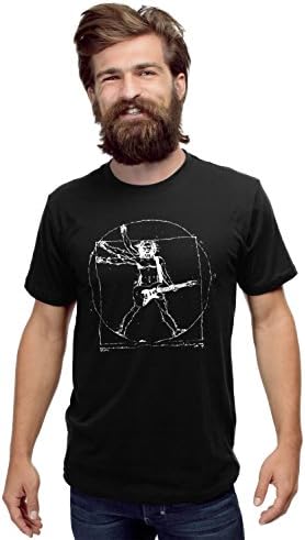Headline Shirts Men's Black Poly Cotton Da Vinci Rock Man Funny Vitruvian Graphic T-Shirt