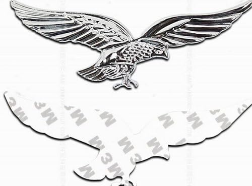 2pcs PHACA 3D Metal Badge Emblem Attractive and Durable Car Sticker Silver Eagle