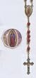 Rose Petal Scented Rosary - Our Lady of Guadalupe Centerpiece - Byzantine Cross - 18in. Chain - Matching Case - IMPORTED FROM ITALY