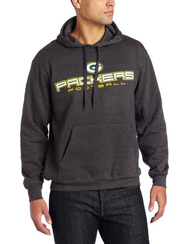 NFL Men's Green Bay Packers 1st and Goal IV Long Sleeve Hooded Fleece Pullover (Charcoal Heather, X-Large)