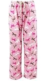 IMAGE OF Leisureland Women's Cotton Flannel Pajama Lounge Pants Horse Pink Large