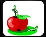 Decorated Mouse Pad with apple, caterpillar