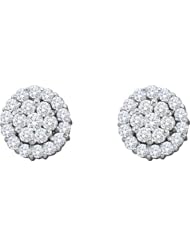 14K White Gold 1.50CT Round Cut Cluster Diamond Flower Earrings