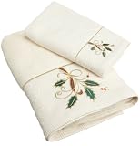 Lenox Ribbon and Holly Bath Towel, Ivory