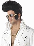 Mens Costume Black Elvis Cool Rock Star Wig Elvis Presley