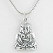 Sitting Buddha Pendant on a 16" Rhodium and Sterling Silver Snake Chain, #8500