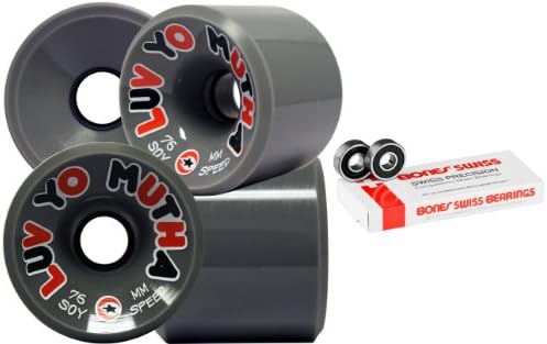 LUV YO MUTHA Longboard Wheels BONES SWISS BEARINGS 76MM GRAY Dregs Soy Formula