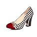 Charm Foot Vintage Damier Womens Chunky Heel Pumps Shoes