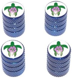 Hibiscus Turtle - Tire Rim Valve Stem Caps - Blue
