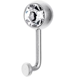 14 Gauge 8mm Clear Gem Vertical Hood Piercing -3/8" 2.5mm Rise