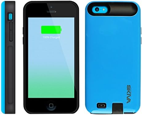 [Apple MFi Certified] Skiva PowerFlow 2000mAh iPhone 5c Protective Rechargeable Battery Case withUnblocked Lightning &amp; Audio Port for iPhone 5c [Blue Color] [Model:AP121]
