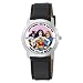 Armitron Women's 880019 Character Silver-Tone Wonder Woman, Super Girl and Batgirl Black Leather Strap Watch