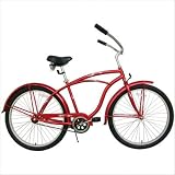 Boys 26 Deluxe Single Speed Beach Cruiser in Burgundy