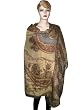 Designer Brown Beige Cutwork Jamawar Pashmina India Shawl Wrap Throw 80x43
