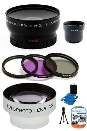 SAVEoN Kodak Z612 Lens & Filter Set Includes 2x Telephoto & 0.45x Wide Angle Lens + 3 Piece Filter Kit + Mini Tripod + LCD Screen Protectors + Camera Cleaning Kit + Tube Adapter