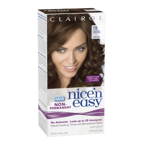 Clairol Nice 'N Easy Non-Permanent Hair Color 78 Medium Golden Brown 1 Kit (Pack of 3)